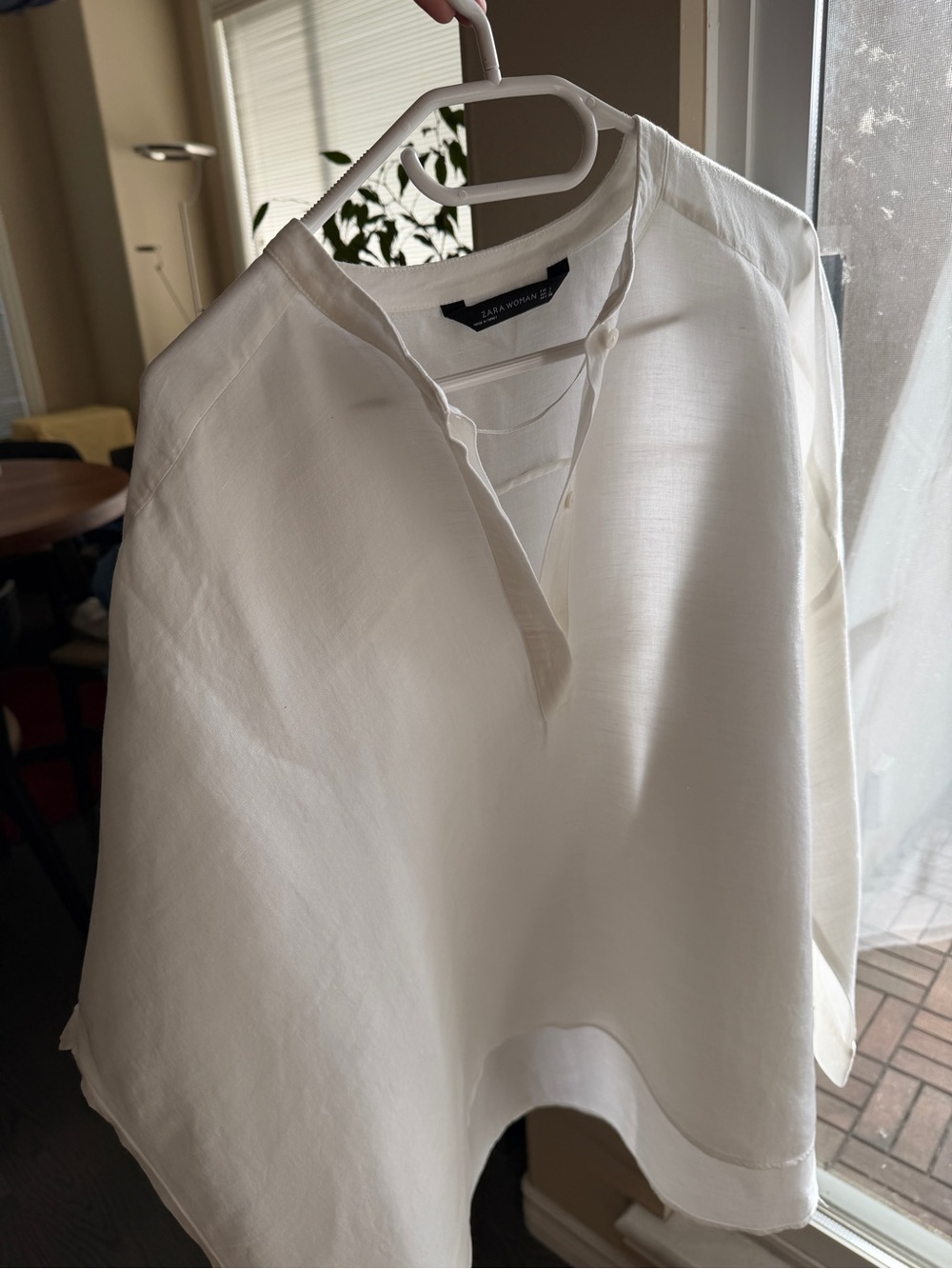 Zara oversized dropped shoulders linen viscose blend shirt